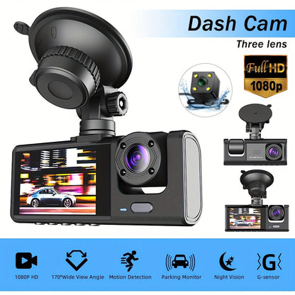 Safe Driving 3 Channel Camera Cycle Video Recorder